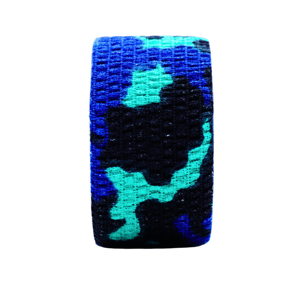 BJJ Flex Joint Support Tape 38mm Blue Camo (6.9m Elastic Wrap Single Roll) - Sticky Grips - camo pattern