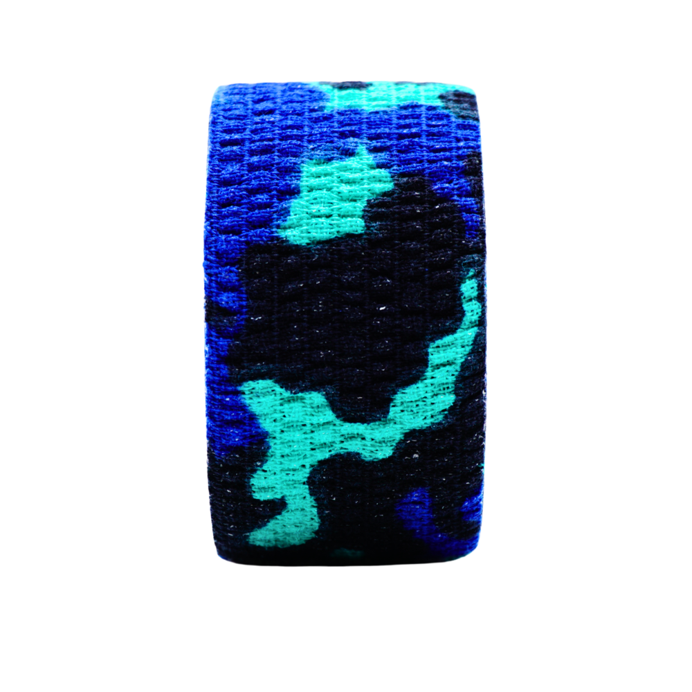 BJJ Flex Joint Support Tape 38mm Blue Camo (6.9m Elastic Wrap Single Roll)