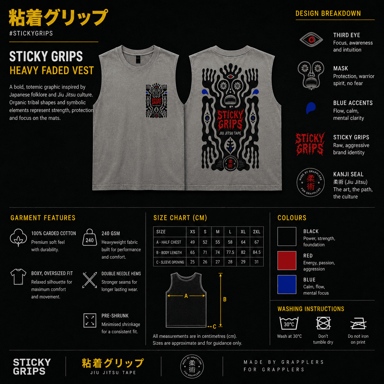Muscle Vest - Tribal Grips - Vol.1 - Sticky Grips - Infographic