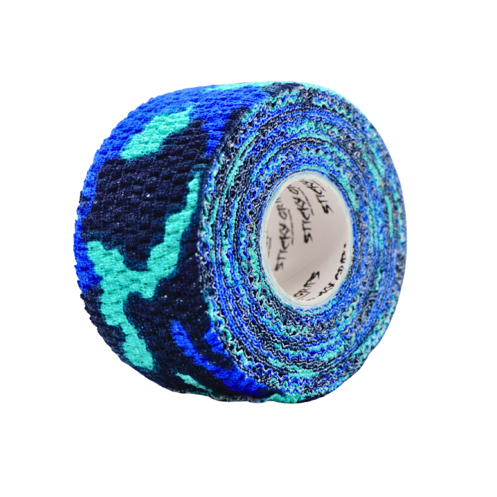 BJJ Flex Joint Support Tape 38mm Blue Camo (6.9m Elastic Wrap Single Roll)