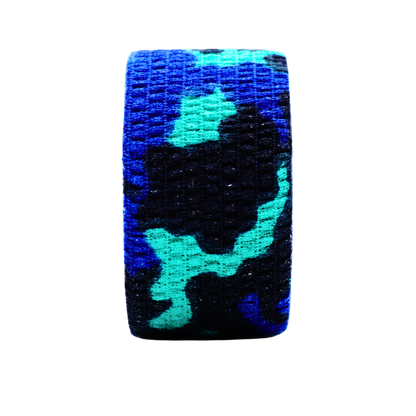 BJJ Flex Joint Support Tape 38mm Blue Camo (6.9m Elastic Wrap Single Roll)