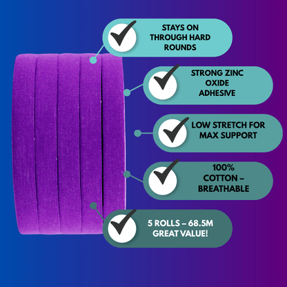 Pro BJJ Finger Tape 8mm - Purple (5 Rolls) - Sticky Grips - features and benefits