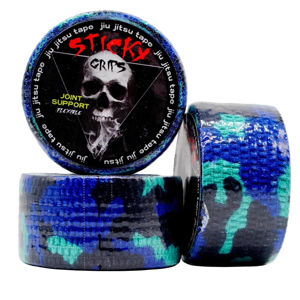 Two rolls of Sticky Grips jiu jitsu tape on a white background