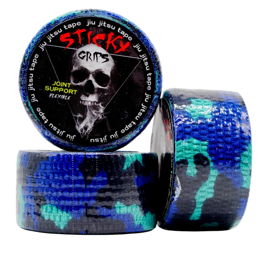 Two rolls of Sticky Grips jiu jitsu tape on a white background