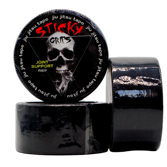 Black tape with 'Sticky Crips' branding and skull design on a white background