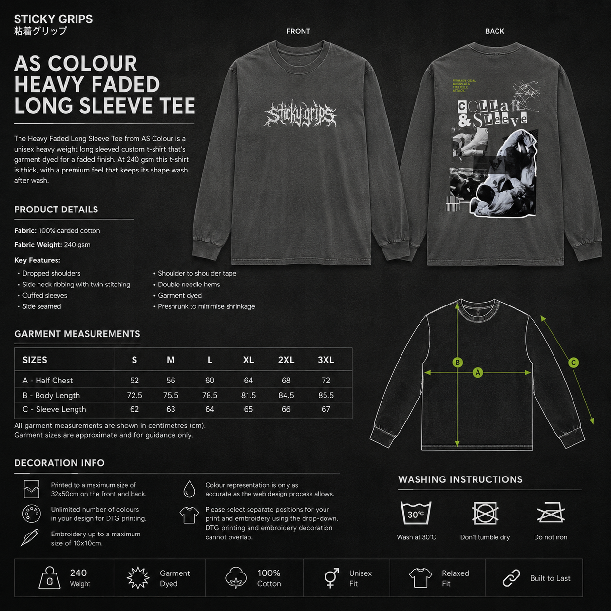 Sticky Grips | Heavy Faded L/S Tee – Collar x Sleeve