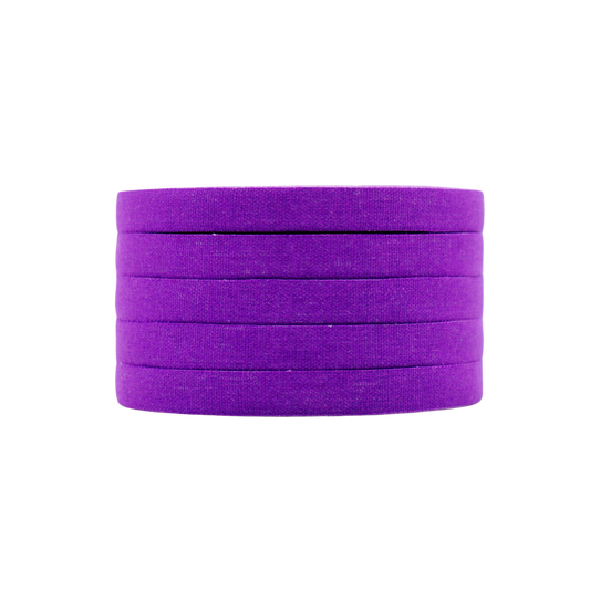 Sticky Grips purple BJJ finger tape 8mm low stretch refill pack 5 rolls 10m stacked rolls close view
