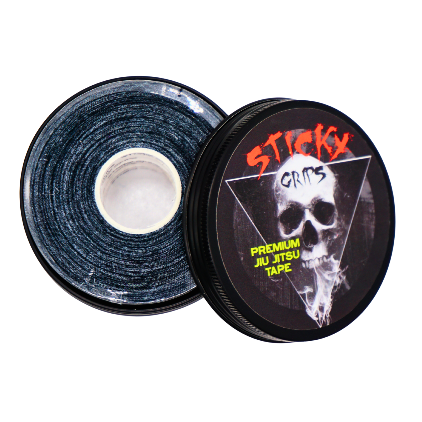 sticky grips bjj finger tape storage tin holding finger tape roll